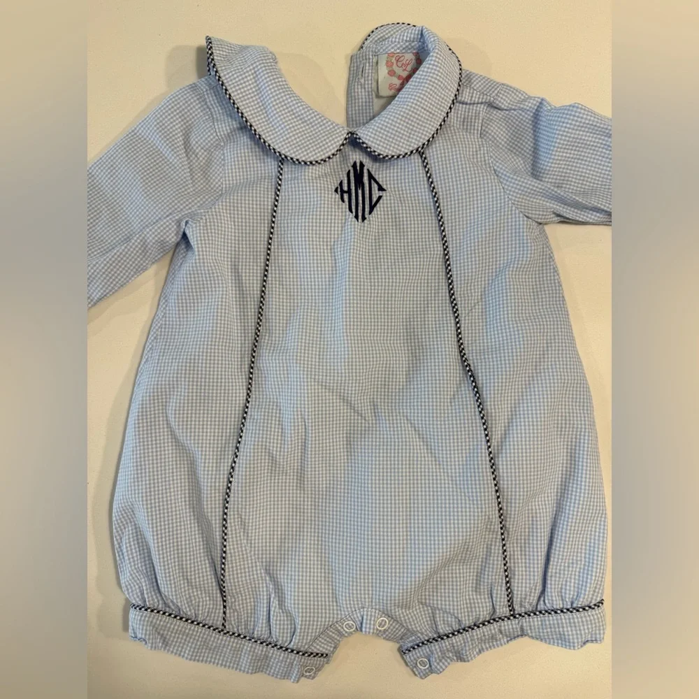 Cecil & Lou Plaid Blue Bubble Kids One Piece Size‎ 12m